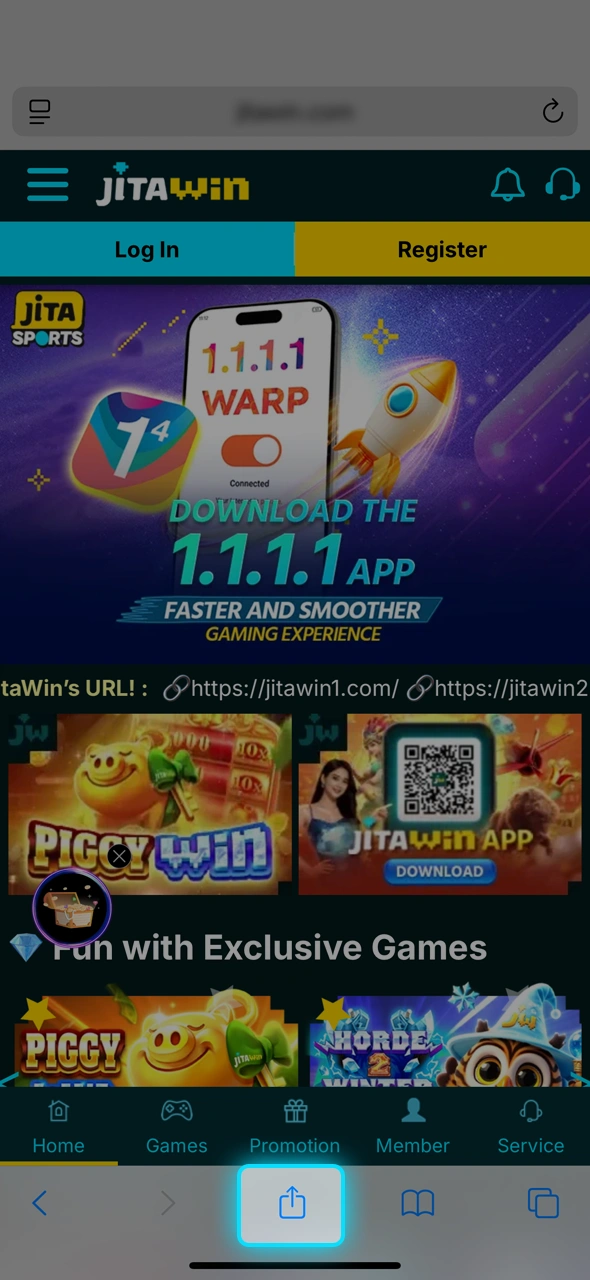 Explore how to find the Share icon on iPhone for JitaWin.