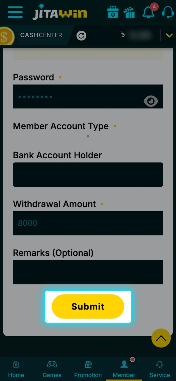 Quick confirmation steps to finalize your cash out at JitaWin.